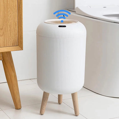 Poubelle automatique - Blanc avec pied 10L