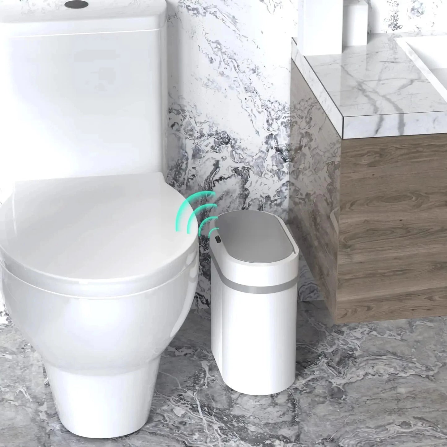 Poubelle de salle de bain - détecteur de mouvement 1 mode Bleu